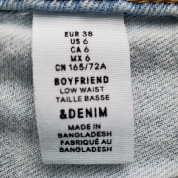 H&M & Denim Boyfriend Low Waist Light Wash Distressed Straight Leg Jeans Size 6 - Picture 8 of 15